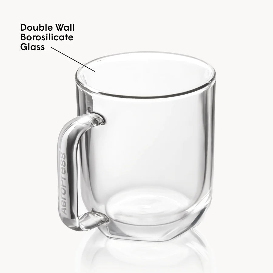 AeroPress Double Wall Glass Coffee Mug - 2 Pack